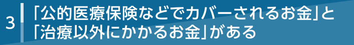 3 「公的医療保険などでカバーされるお金」と「治療以外にかかるお金」がある