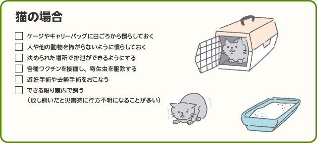 避難を見越した日々の備えの例（猫の場合）