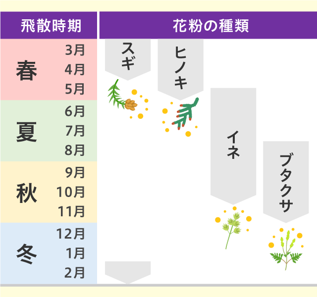 花粉の種類と飛散時期